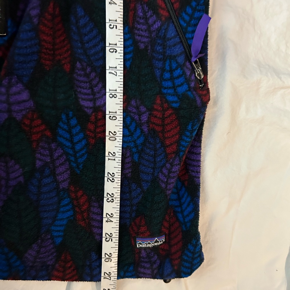 VINTAGE PATAGONIA Synchilla Half Zip Purple Leaf Print Spears Anorak Fleece 10 - Picture 14 of 16